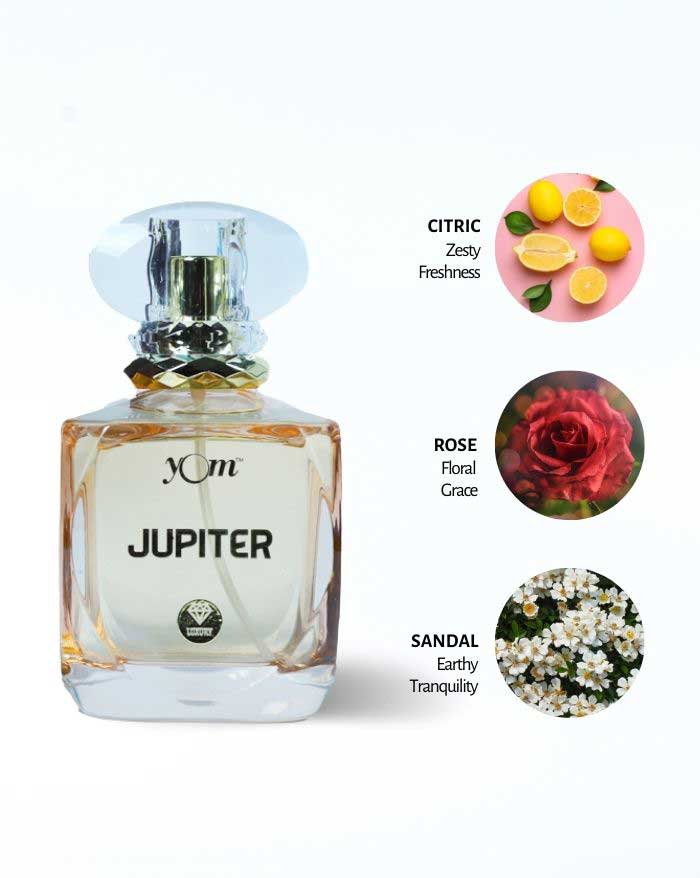 Jupiter perfume with juicy citrus, rose, sandal