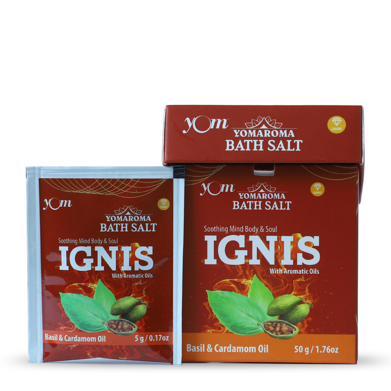 YOM YOMAROMA Ignis Bath Salt With Aromatic Oils (Pouch Box) - 10 Nos * 5 Gms