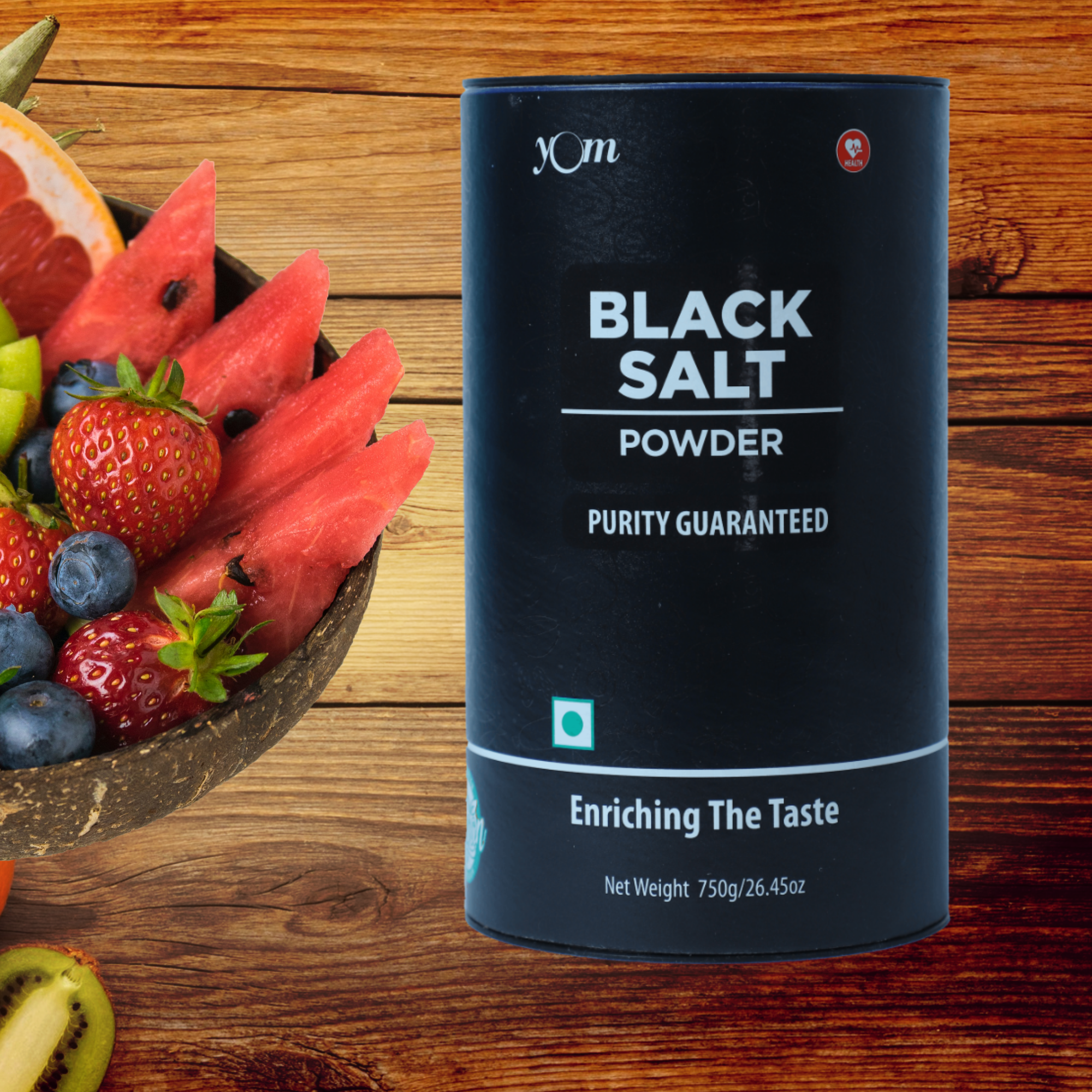 YOM Black Salt (Tin) - 750 Gms