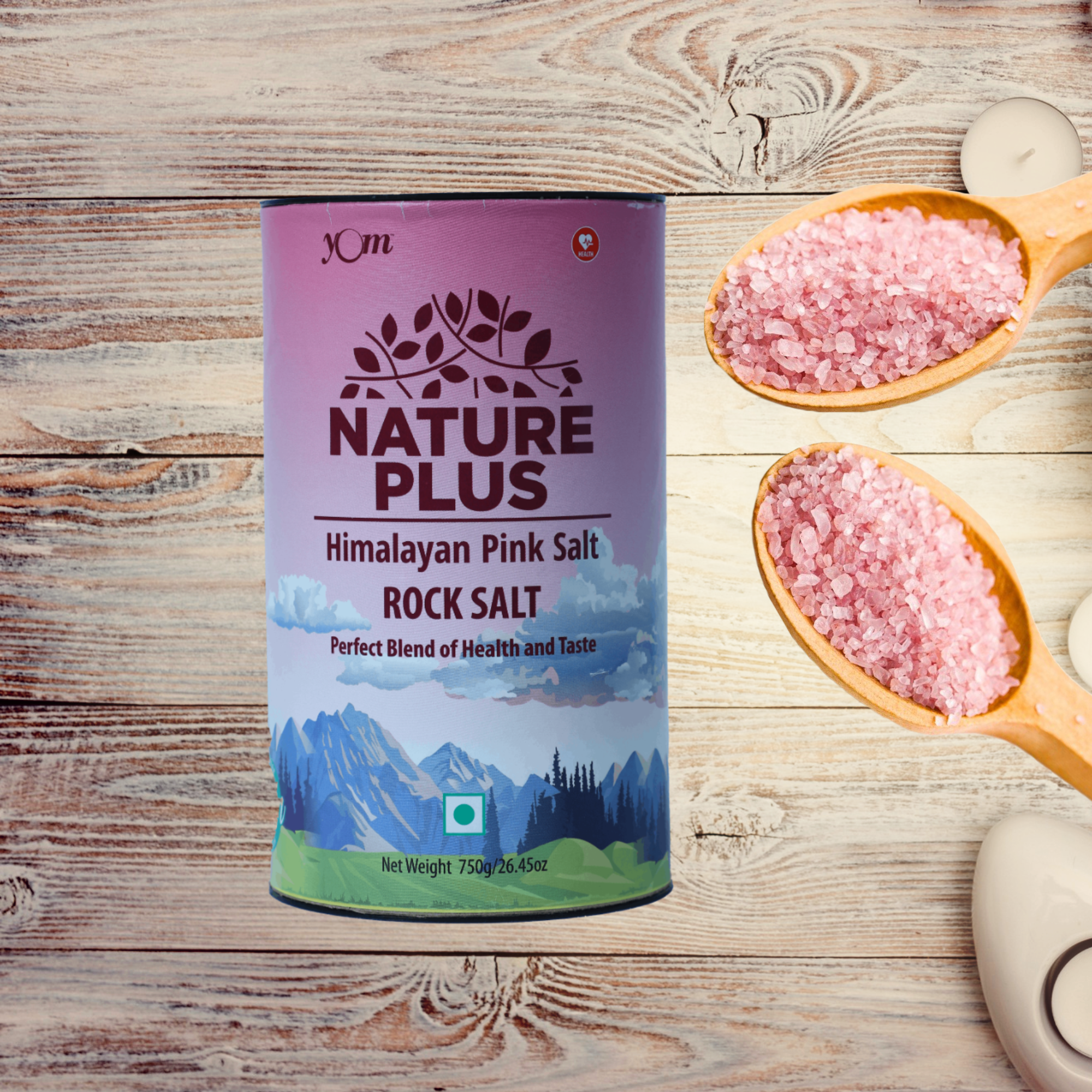 YOM Nature Plus Himalayan Pink Rock Salt (Tin) - 750 Gms